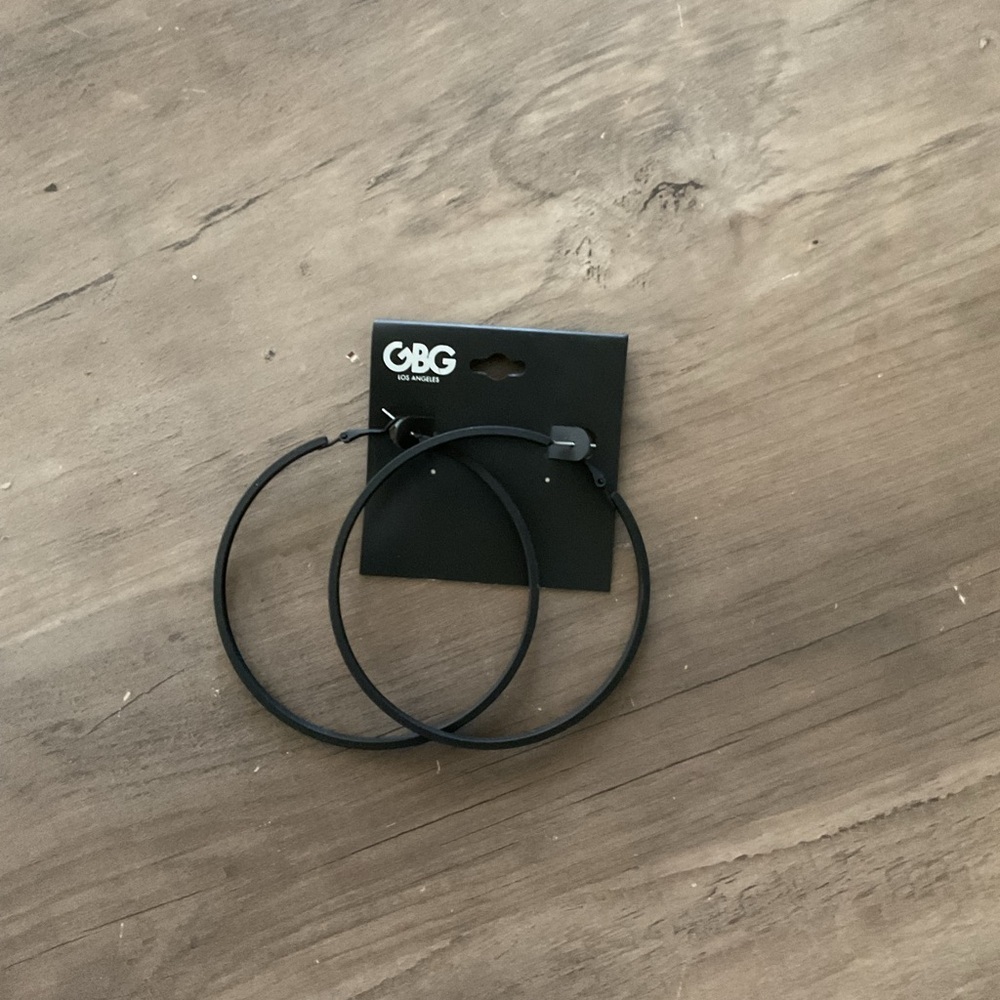 GBG Los Angeles Black Hoop Earrings
